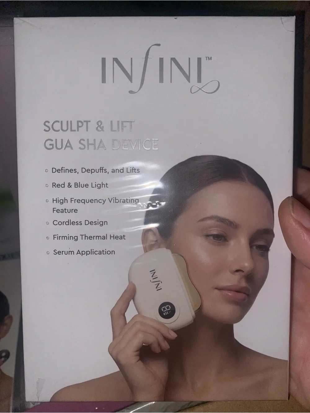 Sculpt & Lift Gua Sha Device — White with Gold Trim